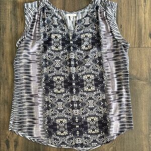 Women's Sleeveless Top - navy blue and cream